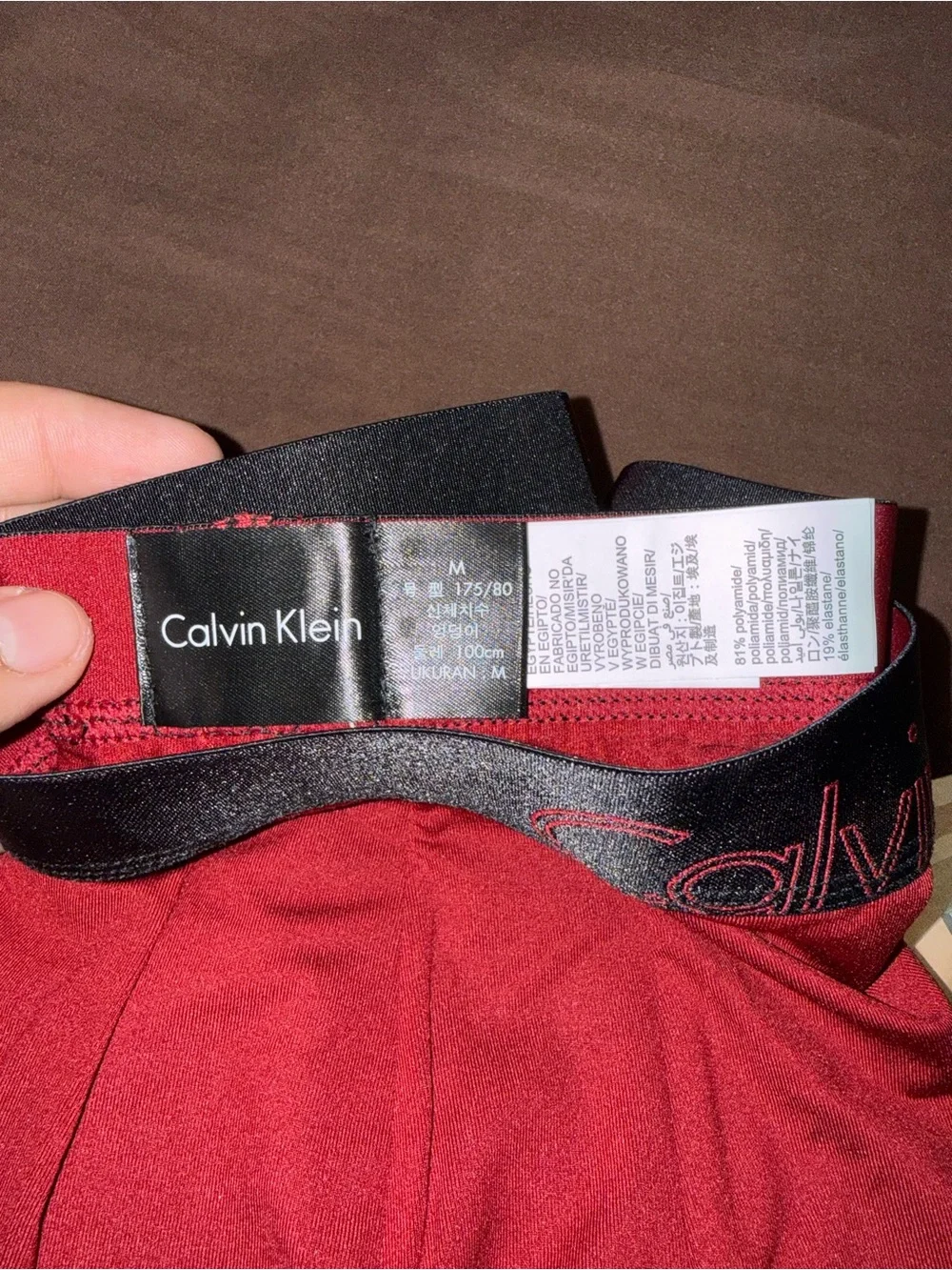 Calvin Klein Red Trunk Briefs with Black Logo Waistband